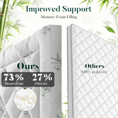 Ubauba 3 inch Memory Foam Mattress Topper Queen Size - Image 2