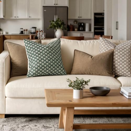MIULEE Floral Print Decorative Euro Pillow Covers 22x22 Forest Green - Image 3
