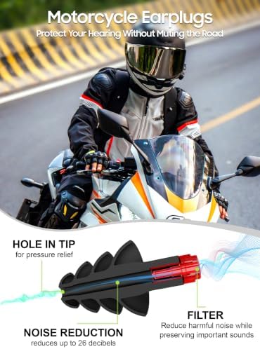 Motorcycle Ear Plugs for Wind Noise Reduction, Reusable Silicone Earplugs - Image 3