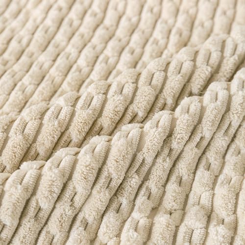 Set of 4 Beige Decorative Throw Pillow Covers 16x16 Inch Corduroy Pillow Covers - Image 6