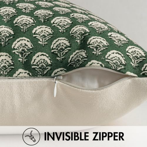 MIULEE Floral Print Decorative Euro Pillow Covers 22x22 Forest Green - Image 6