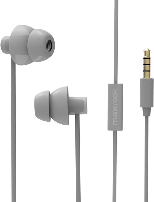 MAXROCK Sleeping Headphones, in-Ear Soundproof Earplug Soft Earbuds with Mic Noise Cancelling Sleep Earphones Earpods for Side Sleeper, Insomnia, Snoring, Air Travel, Bedtime Listening… (Gray)