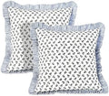 Ridhi Baby Blossoms Block Print Ruffle Pillow Covers 24x24 Inch Set of 2 by Ridhi