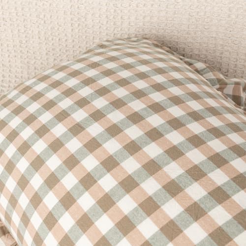 JoraLion Ruffled Throw Pillow Cover 20x20 Gingham Green - Image 5
