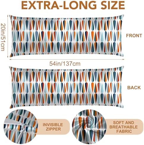 Body Cooling Pillow Cases Cover, Mid-Century Modern Body Pillow Cover Satin - Image 2