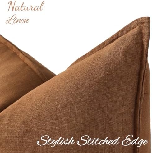 decorUhome Fall Brick Linen Throw Pillow Covers 18x18 Set of 2 - Image 2