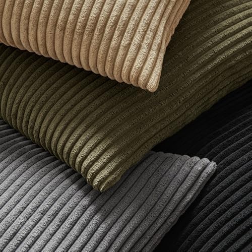 MIULEE Euro Corduroy Throw Pillow Covers Set of 2 24x24 Olive Green - Image 2