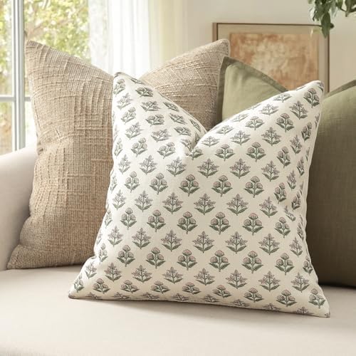 YCOLL Farmhouse Floral Pillow Covers 20x20 Set of 2, Rustic Country Decorative - Image 2