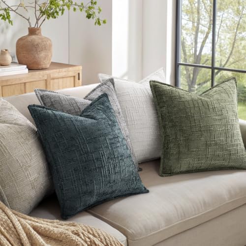 decorUhome Chenille Throw Pillow Covers 20x20 Set of 2, Dark Teal - Image 7
