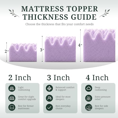 4 Inch Egg Crate Memory Foam Mattress Topper Queen, Pressure Relief - Image 6