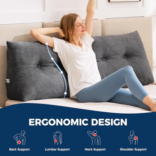 IASEAHK Headboard Pillow Queen, Wedge Pillow Headboard - Image 3
