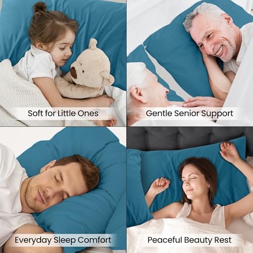 Pillow Covers Standard Set of 4, Soft and Comfy Pillow Cases, Denim Blue - Image 6