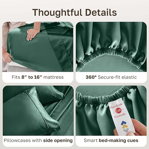 California Design Den 100% Cotton Sateen King Size Sheets Set Deep Pockets - Image 4