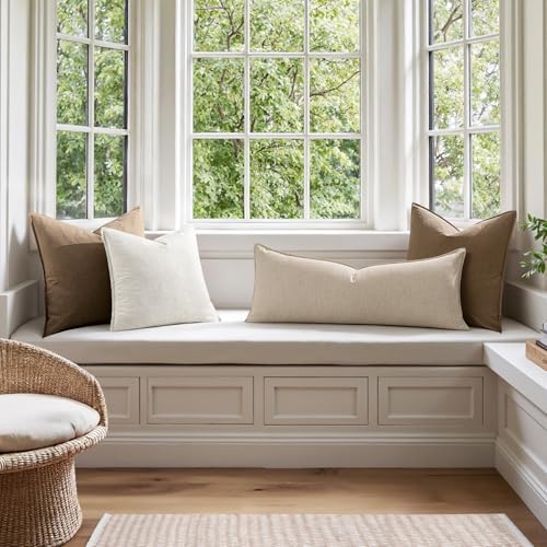 MIULEE Decorative Linen Lumbar Pillow Cover 14x36 Inch Natural Beige - Image 5