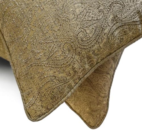 Antique Gold Decorative Lumbar Pillow Cover 12" x 26" | Pack of 2 Contemporary - Image 2
