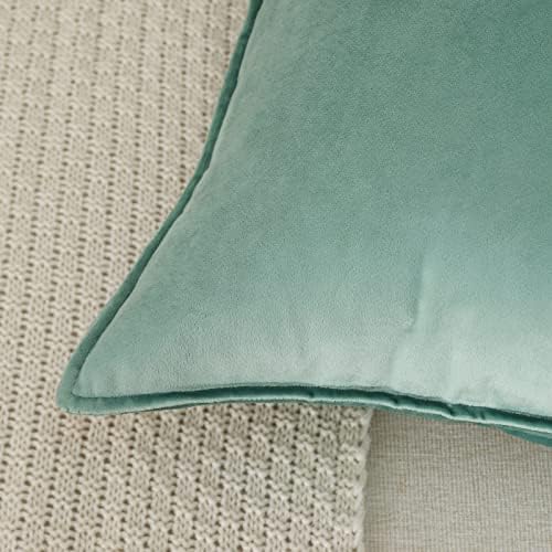 Velvet Sage Green Throw Pillow Covers 16”x16”Pack of 2 Soft Decorative - Image 3
