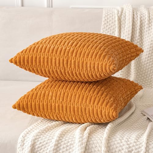 MIULEE Fall Decorative Throw Pillow Covers 18x18 Burnt Orange Pack of 2 - Image 3