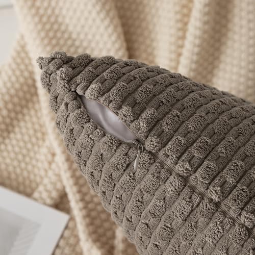 Kevin Textile Soft Corduroy 14"x24" Lumbar Pillow Cover 1 Pack, Light Brown - Image 2