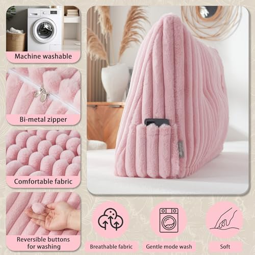 Headboard Pillow + A Long Neck Roll Pillow Body Pillow，Faux Fur Headboard Wedge - Image 6