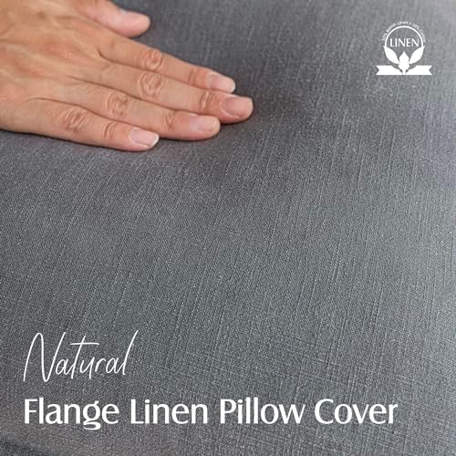 Foindtower Linen Solid Decorative Throw Pillow Covers 16x16 Inch Grey - Image 2