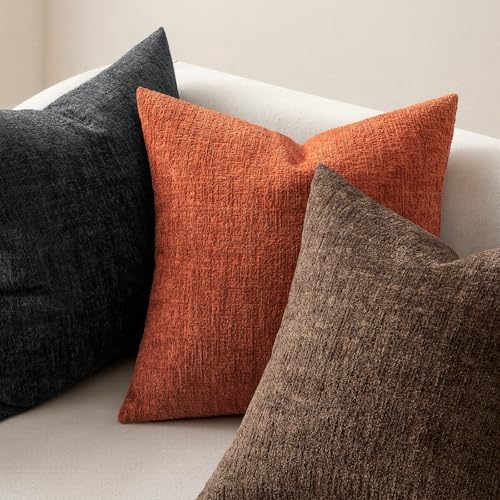 MIULEE Couch Pillow Covers Textured Chenille Home Decor 24x24 Black - Image 4