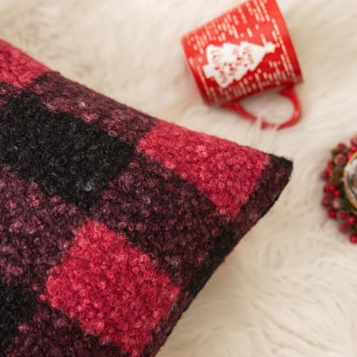 AQOTHES Red Black Plaid Christmas Throw Pillow Covers 18x18 Inch Set of 2 - Image 6