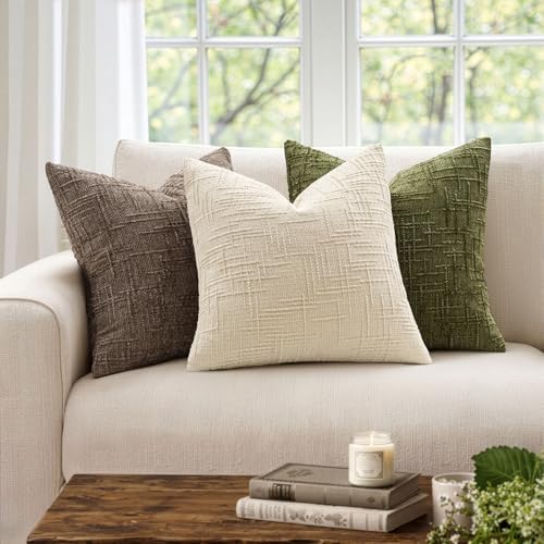 MIULEE Chenille Textured Throw Pillow Covers Beige 20x20 Set of 2 - Image 4