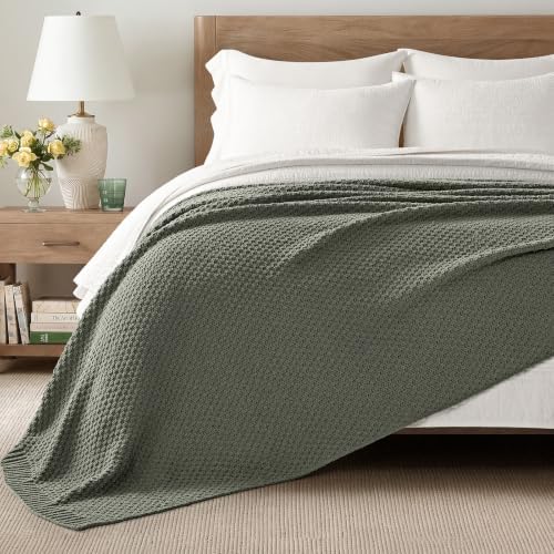 EVERGRACEHOME Chunky Chenille Knit Throw Blanket, Dried Thyme Green - Image 6