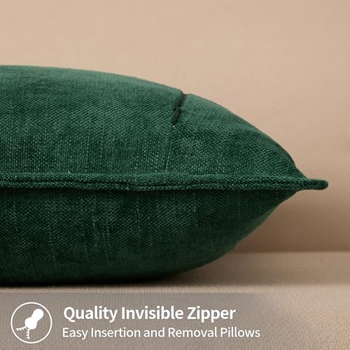 Allorry Throw Pillow Covers 22x22 Green Chenille Solid Home DecorSY014G22 - Image 2