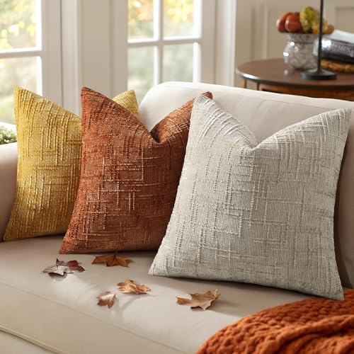 decorUhome Textured Chenille Throw Pillow Covers 12x20 Set of 2 Rust - Image 5