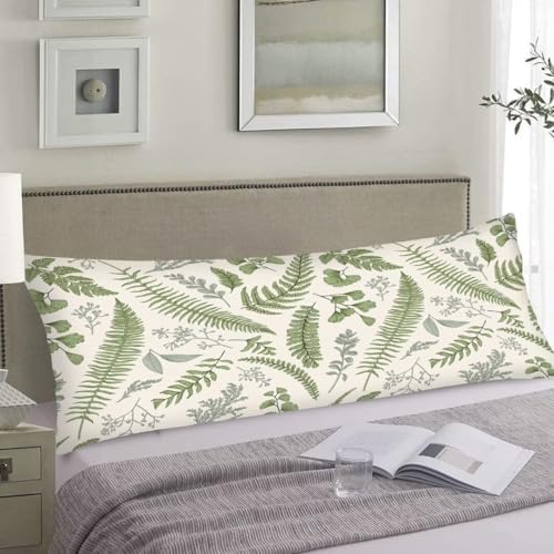Sage Green Body Pillow Cover 20x54 Pillow Case, Leaves Tropical Plant Leaf - Image 2