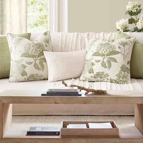 Foindtower Set of 2 Linen Floral Throw Pillow Covers Vintage Accent Print - Image 6