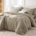 MUXHOMO 7 Pieces Oversized King Comforter Set, Seersucker Bed in a Bag by MUXHOMO
