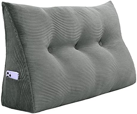 Headboard Pillow Twin XL Dorm Bedrest Reading Pillow, Dark Gray by Bncktrd