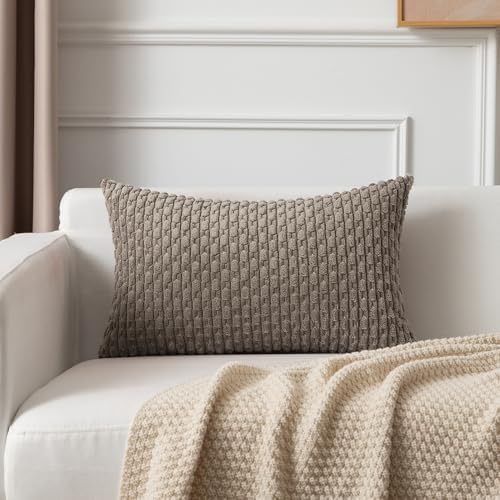 Kevin Textile Soft Corduroy 14"x24" Lumbar Pillow Cover 1 Pack, Light Brown by KevinTextile