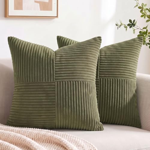 Fancy Homi 2 Packs Olive Green Samll Decorative Throw Pillow Covers 12x12 Inch by Fancy+Homi