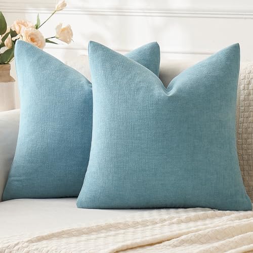 MIULEE Smoke Blue Chenille Couch Throw Pillow Covers by MIULEE