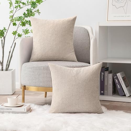 MIULEE Soft Chenille Throw Pillow Covers Light Brown 20x20 Inch Pack of 2 - Image 5