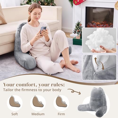 Sasttie Reading Pillow for Bed, Back Pillow for Sitting Up, Dark Grey - Image 3