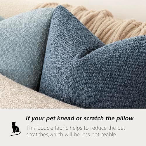 Foindtower Decorative Textured Boucle Throw Pillow Covers 16x16 Dark Blue - Image 4