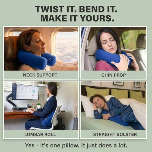 Dot&Dot Twist Memory Foam Travel Pillow, Bendable Neck Pillow - Image 3