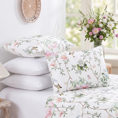 Bedorm 100% Cotton Pillowcases Set of 2 Standard Size Pink Floral Pillow Cover by Bedorm