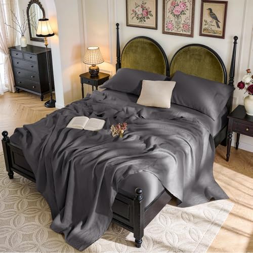 SONORO KATE 100% French Linen Twin Size Sheets Set, Natural Flax Bedding by SONOROKATE