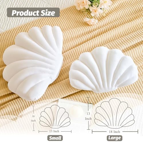 Lfsaaj White Seashell Throw Pillows, Shell Shaped Throw Pillows, 18 Inch Soft - Image 2