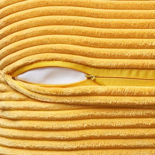 MIULEE Golden Yellow Corduroy Pillow Covers 20x20 Inch - Image 3