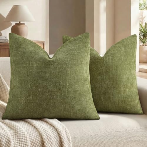 decorUhome Chenille Decorative Throw Pillow Covers 22x22 Set of 2 by decorUhome