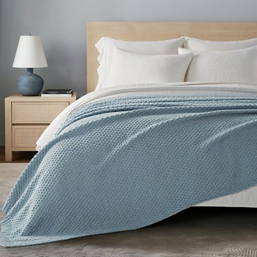 EVERGRACEHOME Chunky Chenille Knit Throw Blanket, Chambray Blue - Image 6