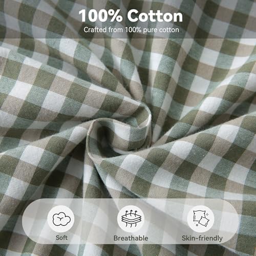 Gingham Ruffled Throw Pillow Covers 24x24 Inch Sage Green 2 Pack - Image 3