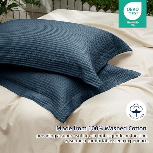 CHUFFED 100% Cotton Waffle Weave Pillowcases 2 Pack Standard Size, 20x26 Inches - Image 3