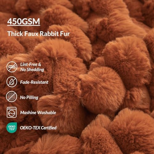 XeGe Bubble Faux Rabbit Fur Decorative Body Pillow Cover 20x54 Burnt Orange - Image 6